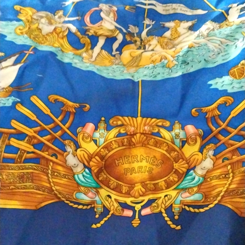 Hermes Blue silk scarf